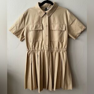 H&M Beige Dress with Short Sleeves
